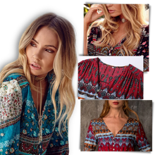Cargar imagen en el visor de la galería, Vestido bohemio con cuello de pico
 - Ozerty