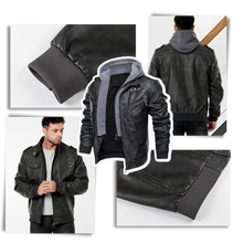 Cargar imagen en el visor de la galería, Chaqueta motera clásica de cuero marrón
 - Ozerty