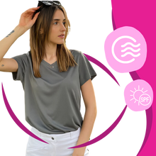 Cargar imagen en el visor de la galería, Camiseta de refrigeración instantánea para mujer con cuello de pico
 - Ozerty