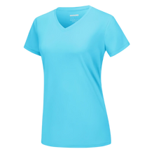 Cargar imagen en el visor de la galería, Camiseta de refrigeración instantánea para mujer con cuello de pico
 -Azul hielo - Ozerty