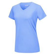 Cargar imagen en el visor de la galería, Camiseta de refrigeración instantánea para mujer con cuello de pico
 -Azul claro - Ozerty