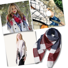Cargar imagen en el visor de la galería, Bufanda de cashmere con tacto de lana de angora y diseño tartán
 - Ozerty