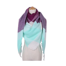 Cargar imagen en el visor de la galería, Bufanda de cashmere con tacto de lana de angora y diseño tartán
 -Malta - Ozerty