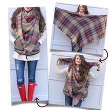 Cargar imagen en el visor de la galería, Bufanda de cashmere con tacto de lana de angora y diseño tartán
 - Ozerty