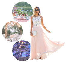 Cargar imagen en el visor de la galería, Vestido coqueto de gasa y encaje estilo campiña
 - Ozerty