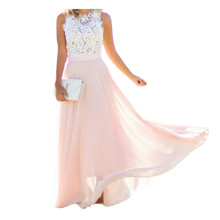 Cargar imagen en el visor de la galería, Vestido coqueto de gasa y encaje estilo campiña
 -Rosa claro/SRosa claro/MRosa claro/LRosa claro/XLRosa claro/XXLRosa claro/XXXL - Ozerty