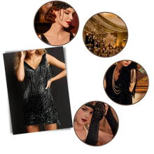 Cargar imagen en el visor de la galería, Vestido de lentejuelas con cuello de pico
 - Ozerty