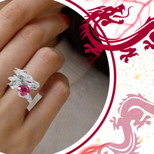 Cargar imagen en el visor de la galería, Anillo de plata con forma de dragón hecho a mano - Ozerty
