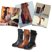 Cargar imagen en el visor de la galería, Botines vintage de cuero PU
 - Ozerty