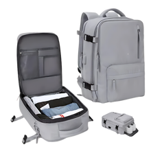 Cargar imagen en el visor de la galería, Mochila de viaje impermeable con carga USB
 -Grigio - Ozerty