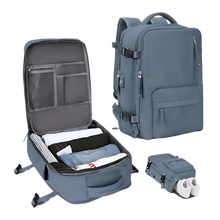 Cargar imagen en el visor de la galería, Mochila de viaje impermeable con carga USB
 -Azul marino - Ozerty